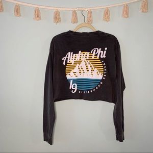 Alpha Phi Charcoal Cropped Pocket Tee